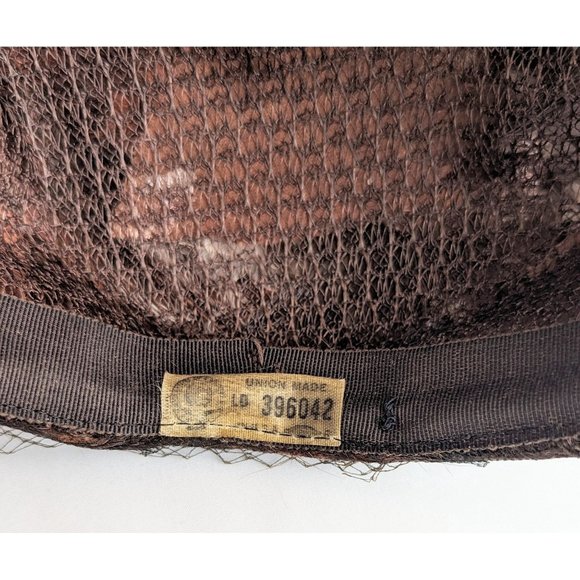 Ladies Vintage Brown Black Feather Hat 1960s Large Feathered Pillbox Hat MCM - Picture 9 of 9